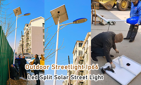 مصباح طريق LED مدمج بالخلية الشمسية للتحكم عن بعد - ضبط تلقائي لأضواء الشوارع بالطاقة الشمسية