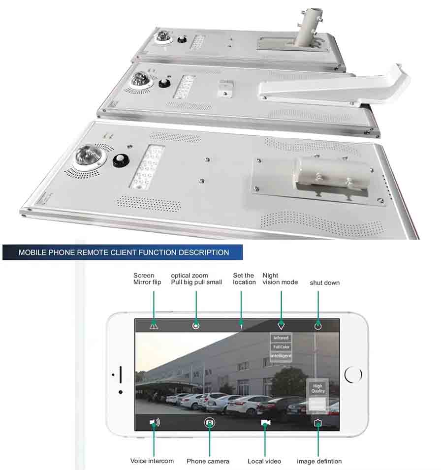 Solar Parking Lot Lighting With 3MP CCTV Camera And Motion Sensor