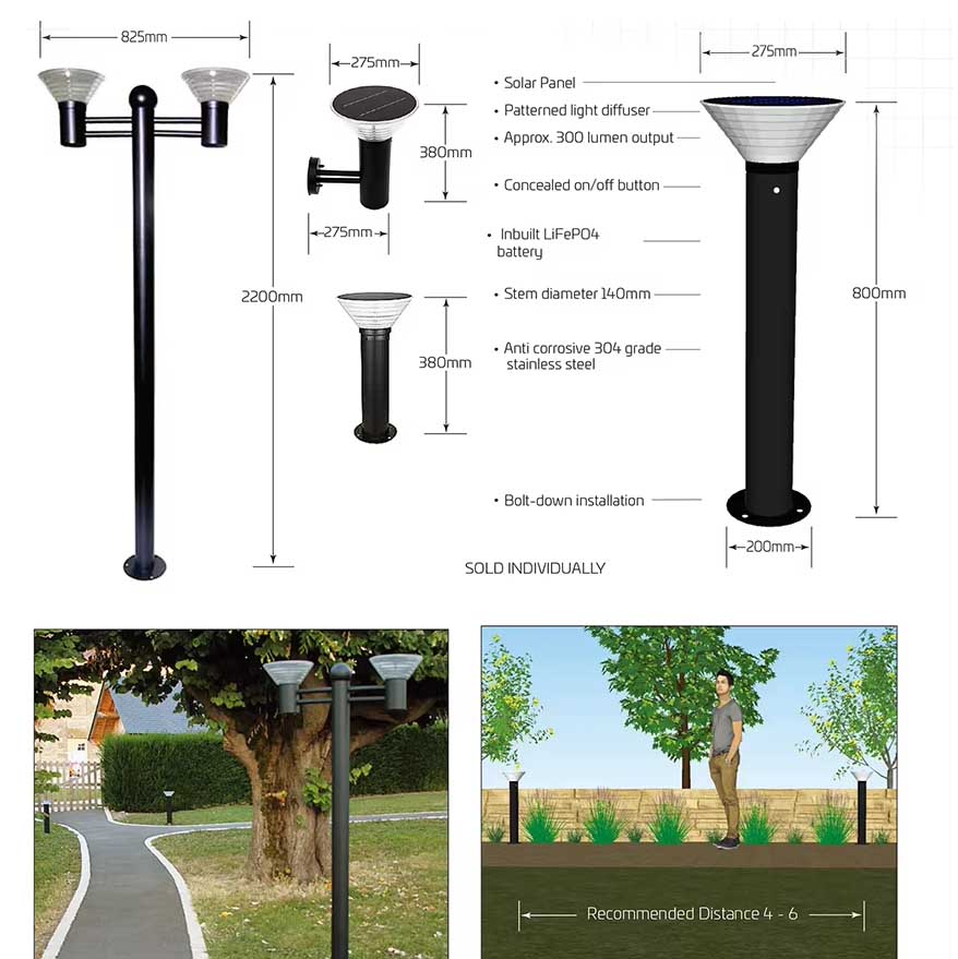 All-In-One DC Powered Solar Bollard Landscape