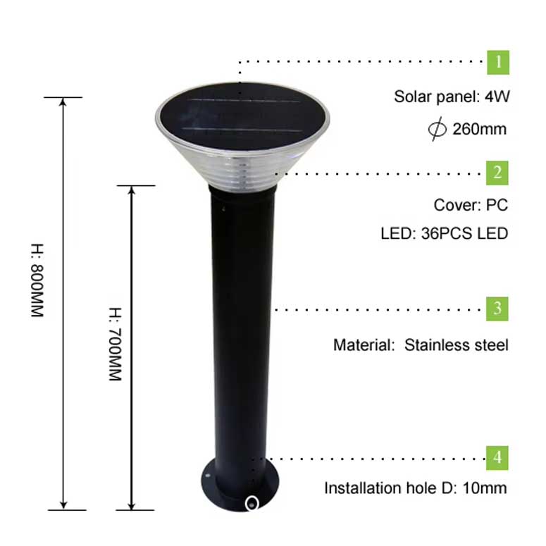 All-In-One DC Powered Solar Bollard Landscape