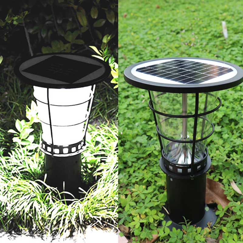Steel Solar Bollard Garden Light