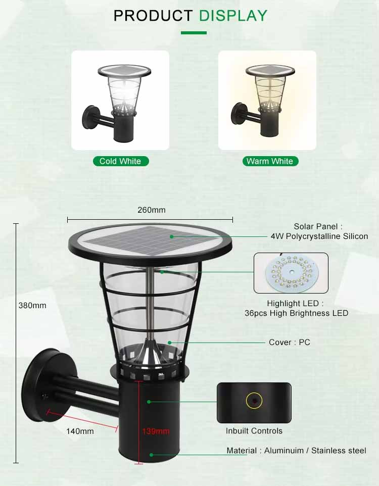  Led Bollard Light Solar Garden Light