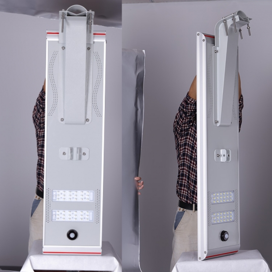 نظام التحكم الذكي SMD الألومنيوم الخارجي المقاوم للماء IP65 40 واط أبيض دافئ متكامل الكل في واحد مصباح شارع LED يعمل بالطاقة الشمسية