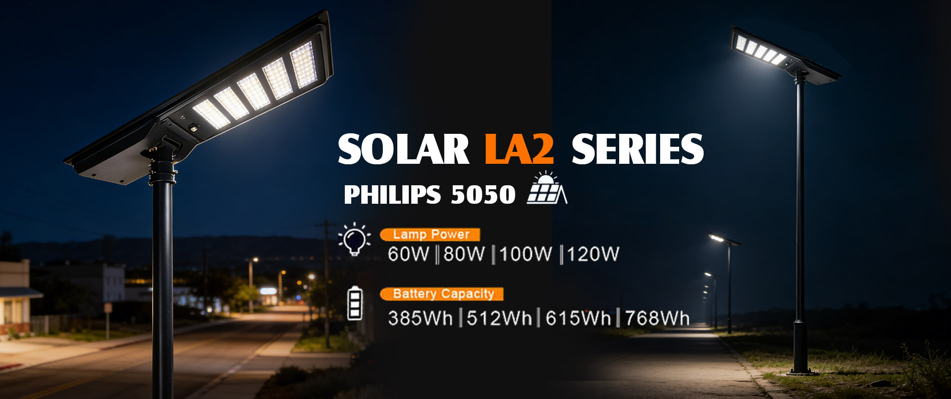 مصباح شارع يعمل بالطاقة الشمسية بقدرة 60 وات، عالي الكفاءة، IP66، 6500 كلفن، مستشعر رادار، مصباح شارع يعمل بالطاقة الشمسية