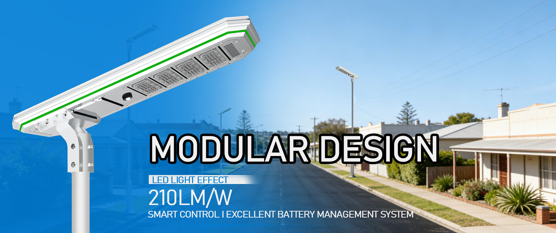 وحدة تحكم شحن خارجية ذكية من الألومنيوم، مصباح شارع يعمل بالطاقة الشمسية بقدرة 80 وات