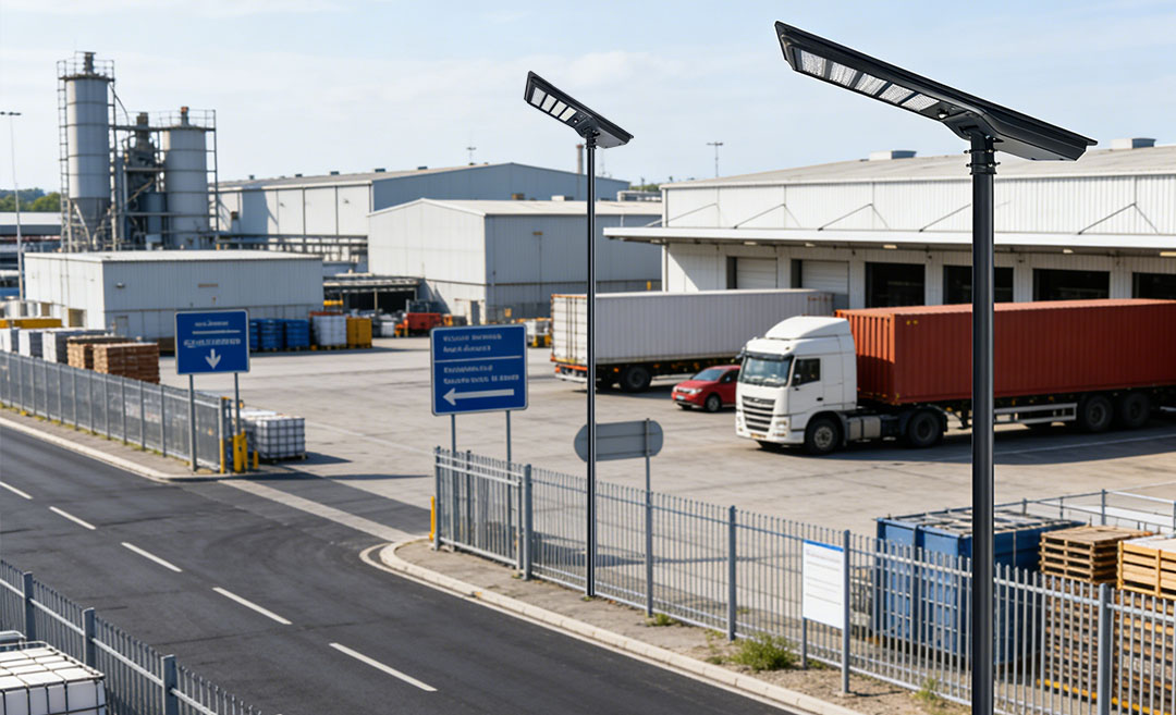 تركيب أعمدة إنارة الشوارع التي تعمل بالطاقة الشمسية ومصادر الإضاءة في مجمع وهران الصناعي، الجزائر