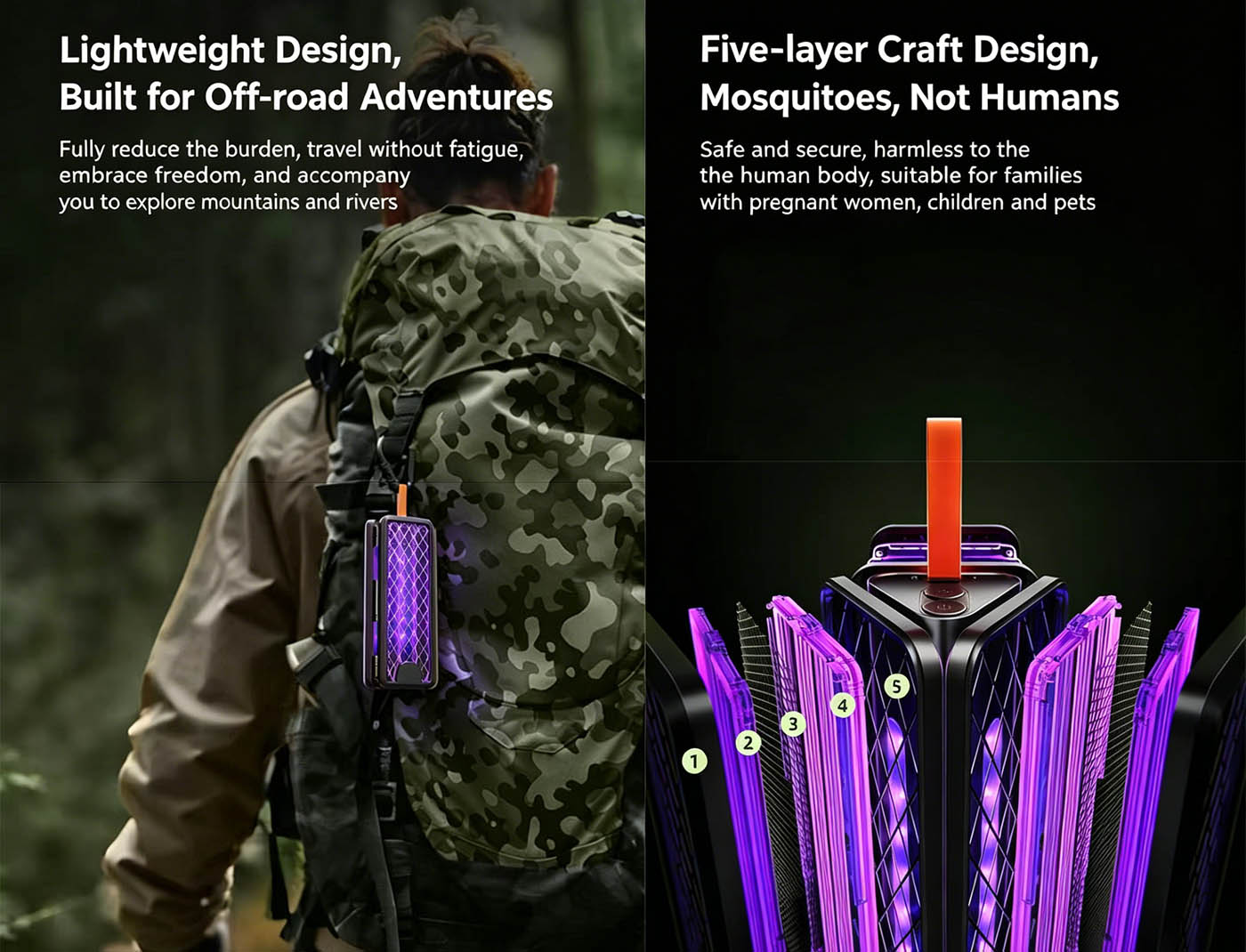 Mosquito killer lamp has a small size and is easy to carry.