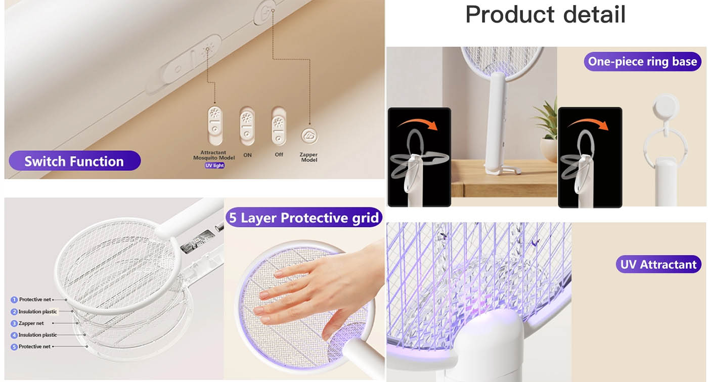 Electric mosquito swatter for mosquito control