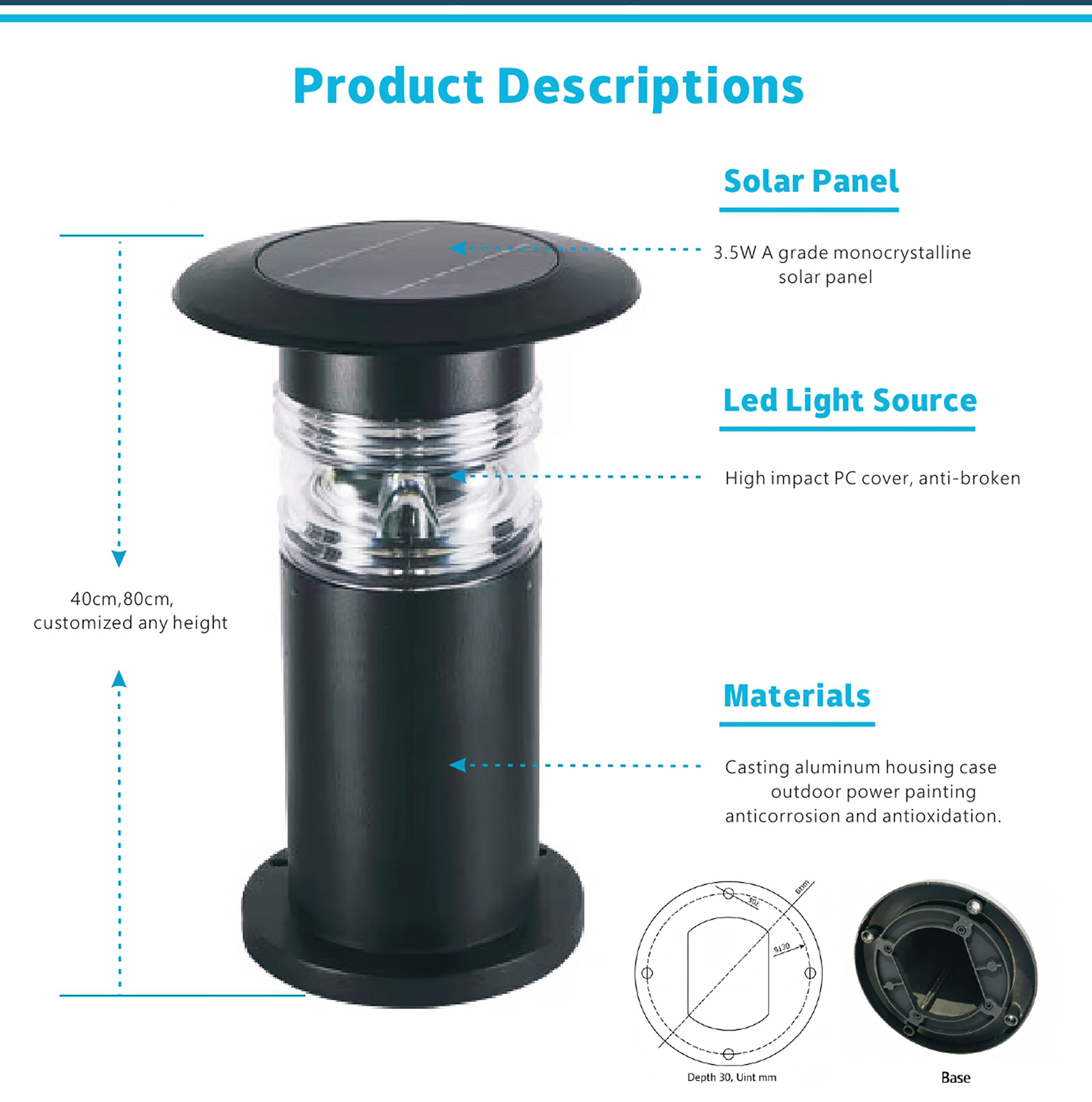 solar bollard light