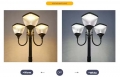 عمود إضاءة LED عالي الارتفاع مقاوم للماء لحديقة الفناء والمسارات الخارجية يعمل بالطاقة الشمسية