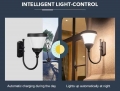 مصباح LED للحديقة بقوة 4.5 واط، جداري، مصباح شارع شمسي مدمج، مصباح خارجي