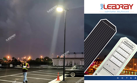 لوحة شمسية أحادية البلورية تجارية خارجية من Leadray 80W متكاملة الكل في واحد لأضواء الشوارع ذات الأمن الشمسي 80 واط للحديقة